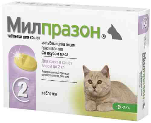 Антигельминтик для котят и молодых кошек Милпразон 2 таблетки арт. 1078363