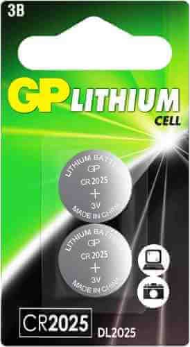 Батарейки GP Lithium cell CR2025 2шт арт. 1000366