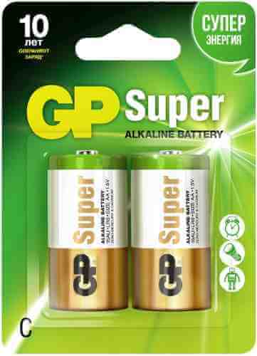 Батарейки GP Super 14A LR14 С 1.5В 2шт арт. 382436