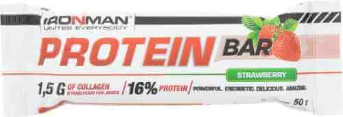 Батончик протеиновый IronMan Protein Bar с коллагеном Клубника 50г арт. 980017