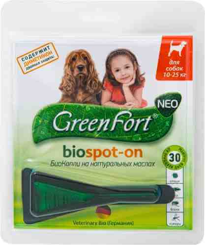 Биокапли для собак GreenFort NEO Biospot-On 10-25кг 1.5мл арт. 672716