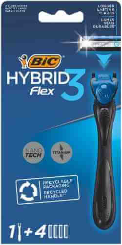 Бритва Bic Flex3 Hybrid со сменными кассетами 1шт+4 кассеты арт. 304776