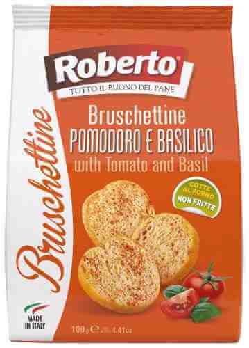 Хлебцы Roberto Брускеттине хрустящие со вкусом томатов и базилика 100г арт. 442907
