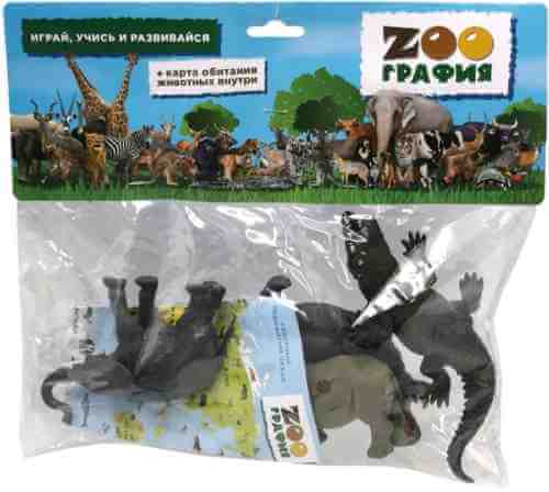 Игровой набор Zooграфия Животные с картой обитания 4шт арт. 1180599