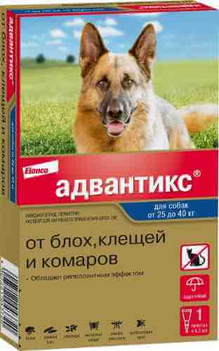 Капли для собак Bayer Адвантикс 25-40кг от блох и клещей 1 пипетка*4мл арт. 1206733