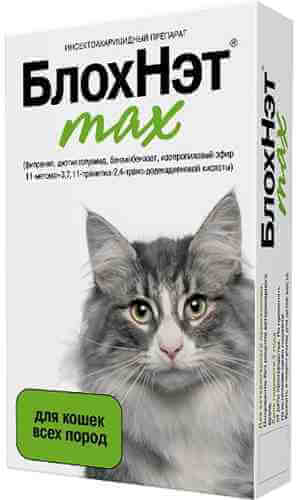Капли на холку для кошек и котят БлохНэт Max против клещей и блох 1мл арт. 1078426