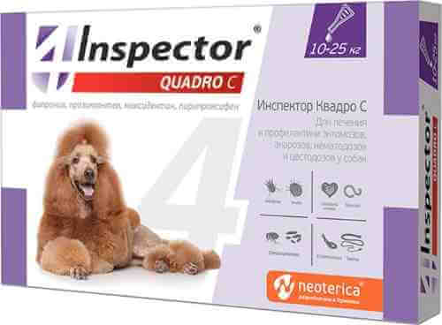 Капли от внешних и внутренних паразитов Inspector Quadro С для собак 10-25кг арт. 1212156