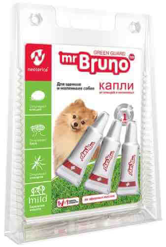 Капли репеллентные Mr. Bruno Green Guard для щенков и маленьких собак менее 10кг 1мл арт. 1068709