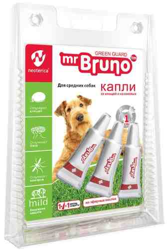 Капли репеллентные Mr. Bruno Green Guard для средних собак весом 10-30кг 2.5мл арт. 1068715