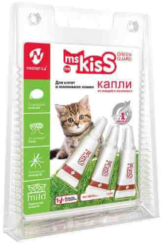 Капли репеллентные Ms. Kiss Green Guard для котят и маленьких кошек 1мл арт. 1068508