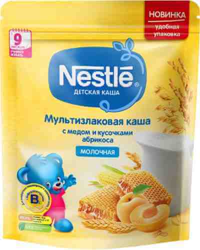 Каша Nestle Молочная мультизлаковая с мёдом и кусочками абрикоса с 9 220г арт. 1140847