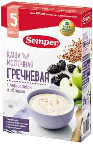 Каша Semper молочная гречневая с черносливом и яблоком с 5 месяцев 180г арт. 1078715