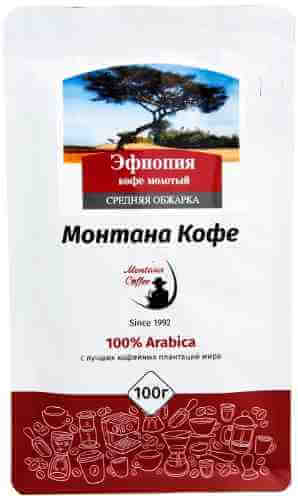 Кофе молотый Монтана Кофе Эфиопия 100% 100г арт. 1013174