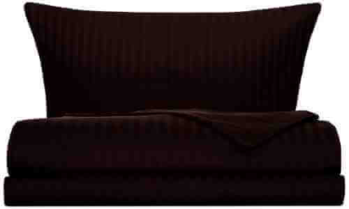 Комплект постельного белья Cottonika Страйп-сатин Шоколад 2-спальный 70*70см арт. 1020756