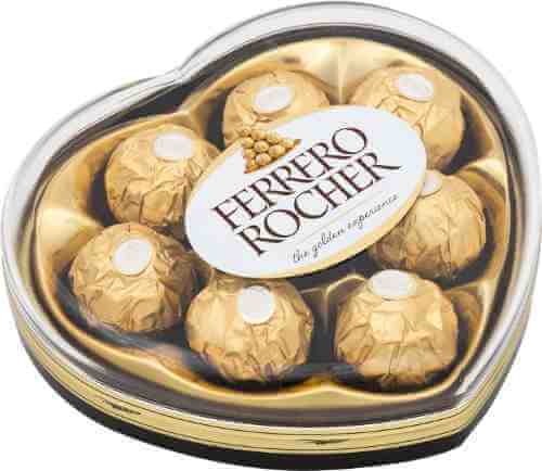 Конфеты Ferrero Rocher хрустящие из молочного шоколада сердце 100г арт. 337426