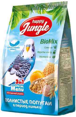 Корм для птиц Happy Jungle для волнистых попугаев при линьке 500г арт. 1190487