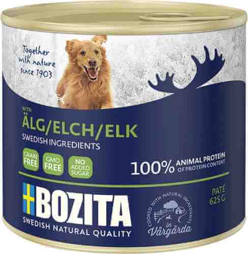 Корм для собак Bozita Elk мясной паштет с лосем 625г (упаковка 12 шт.) арт. 871361pack