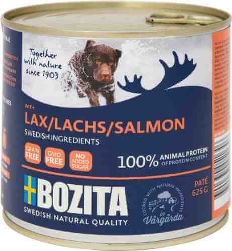 Корм для собак Bozita Salmon мясной паштет с лососем 625г (упаковка 12 шт.) арт. 871358pack
