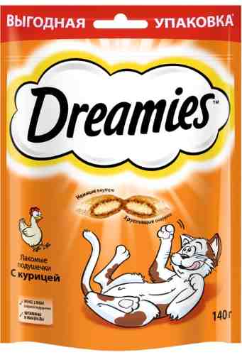 Лакомство для кошек Dreamies подушечки с курицей 140г арт. 318262