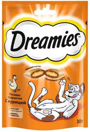 Лакомство для кошек Dreamies подушечки с курицей 30г арт. 308915