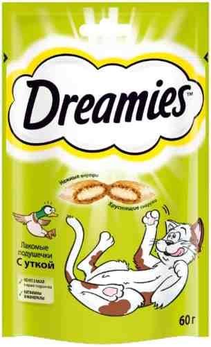 Лакомство для кошек Dreamies подушечки с уткой 60г арт. 446374