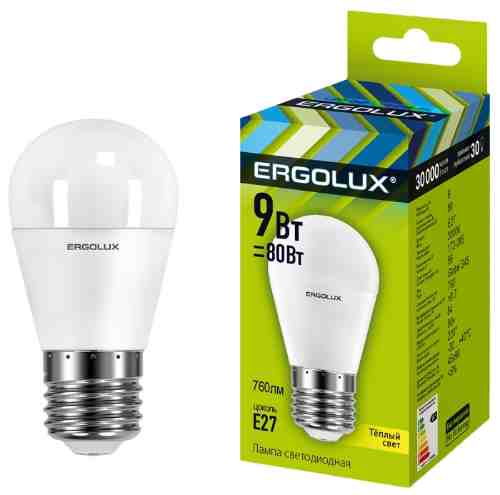 Лампа светодиодная Ergolux LED E27 9Вт арт. 1078699