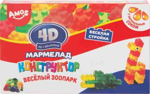 Мармелад Amos 4D 3D + Delicious Конструктор Веселый зоопарк 100г арт. 1108348
