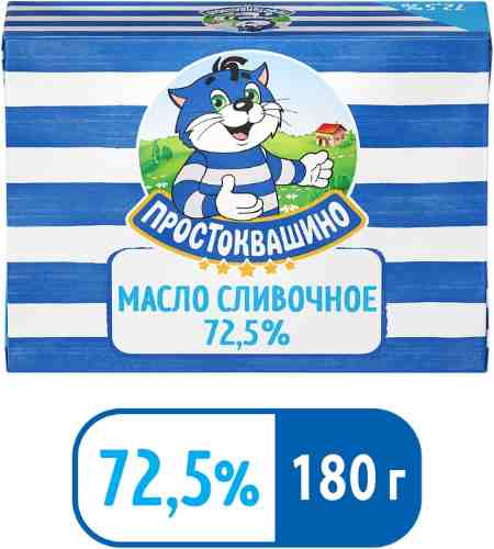 Масло сливочное Простоквашино Крестьянское 72.5% 180г арт. 304305