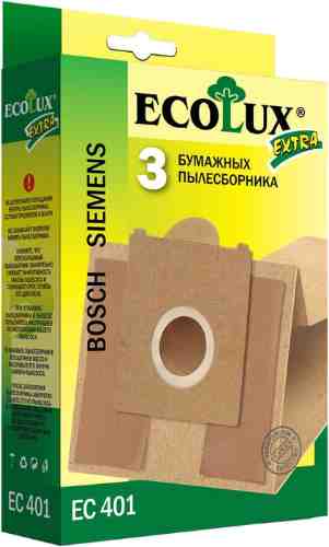 Мешок-пылесборник EcoLux Extra EC 401 бумажный для пылесосов Bosch Siemens 3шт арт. 454177
