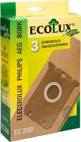 Мешок-пылесборник EcoLux Extra EC200 бумажный для пылесосов Electrolux Philips AEG Bork 3шт арт. 453929