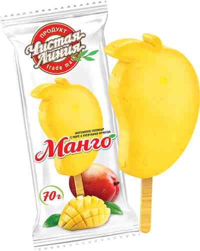 Мороженое Чистая Линия Пломбир с пюре и кусочками манго 70г арт. 713930