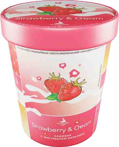 Мороженое Петрохолод Пломбир Strawberry & Cream 350г арт. 961510