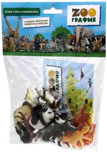 Набор игровой Zooграфия Животные с картой обитания 12шт арт. 1196828