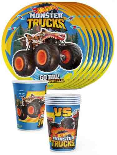 Набор одноразовой посуды PrioritY Hot Wheels Monster Trucks 6 тарелок 6 стаканов арт. 1140085