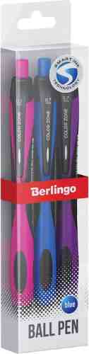 Набор ручек Berlingo Color Zone шариковые автоматические синие 3шт арт. 1080611