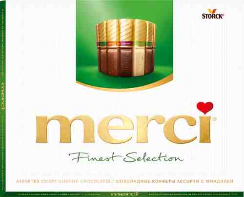 Набор шоколадных конфет Merci Ассорти 4 вида шоколада с миндалем 250г арт. 305386