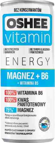 Напиток Oshee Energy Magnez + B6 со вкусом фруктов витаминизированный газированный 250мл арт. 986916