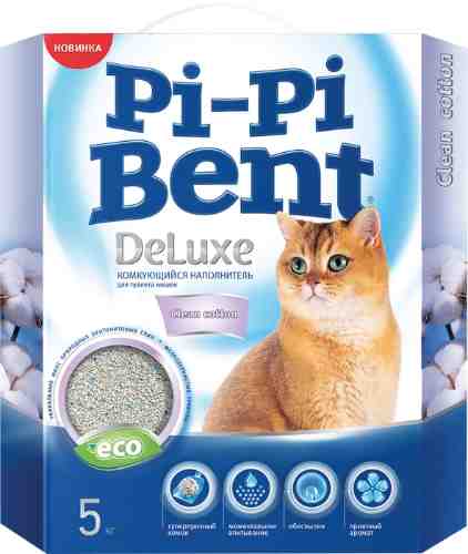 Наполнитель для кошачьего туалета Pi-Pi Bent DeLuxe Clean Cotton комкующийся 5кг арт. 1005600