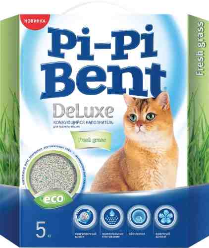Наполнитель для кошачьего туалета Pi-Pi Bent DeLuxe комкующийся Fresh grass 5кг арт. 1029345
