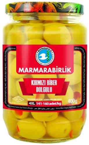 Оливки Marmarabirlik зеленые с перцем Biber 4XL 680г арт. 1052813