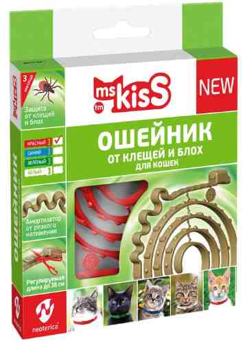 Ошейник репеллентный Ms. Kiss для кошек на эфирных маслах красный 38см арт. 1068499