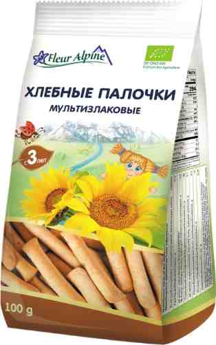 Палочки Fleur Alpine Organic хлебные Мультизлаковые с 3 лет 100г арт. 982617