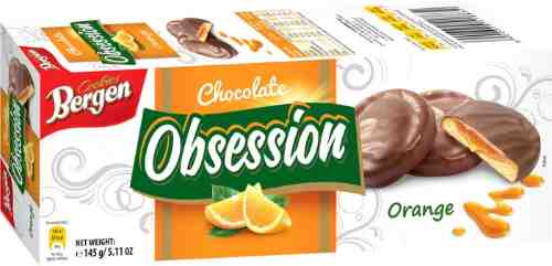 Печенье Bergen Obsession Апельсин покрытое молочным шоколадом 145г арт. 340575
