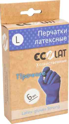 Перчатки EcoLat Хозяйственные латексные синие размер L 6шт арт. 982390