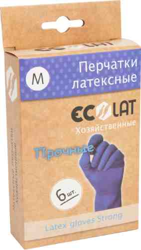 Перчатки EcoLat Хозяйственные латексные синие размер M 6шт арт. 982386