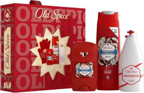 Подарочный набор Old Spice Wolfthorn Гель для душа 250мл твердый дезодорант 50мл и лосьон после бритья 100мл и перчатки арт. 992025