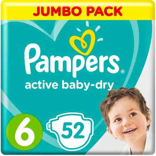 Подгузники Pampers Active Baby-Dry 13–18кг Размер 6 52шт арт. 512542