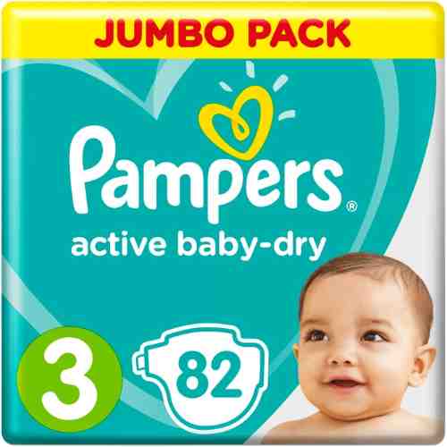 Подгузники Pampers Active Baby-Dry 6–10кг Размер 3 82шт арт. 464339