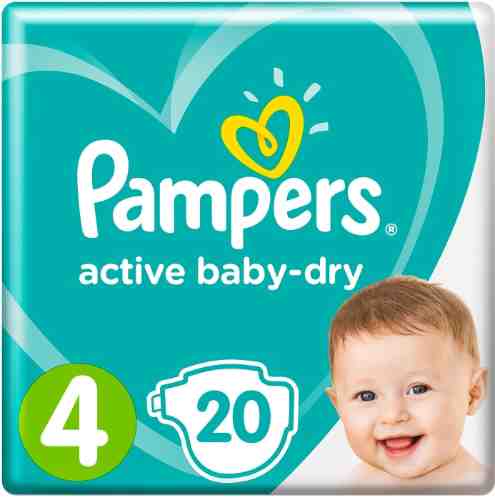Подгузники Pampers Active Baby-Dry 9–14кг Размер 4 20шт арт. 465701