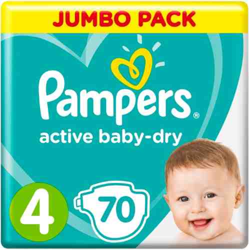 Подгузники Pampers Active Baby-Dry 9–14кг Размер 4 70шт арт. 464338